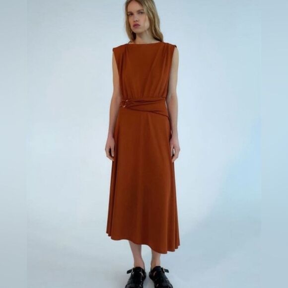 Zara brown dress with belt detail - Picture 10 of 12